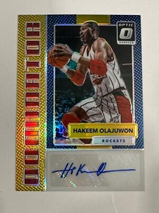 2017-1 8 Panini Donruss Optic Dominator Signatures Gold Hakeem Olajuwon auto /10