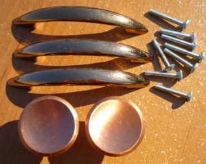 (LOT) Vintage Amerock MCM Copper Tone Round Concave Cabinet Drawer Pulls Knobs - Picture 1 of 4