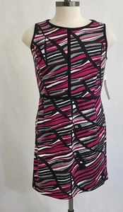 Karen Stevens Damen ärmelloses Petites rosa geometrisches Kleid 14P neu mit Etikett - Bild 1 von 9