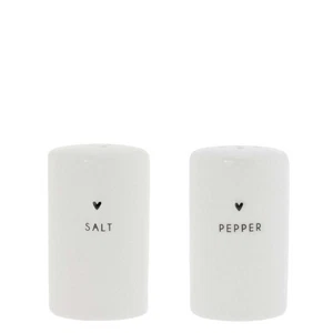 Salz & Pfefferstreuer weiß/schwarz mit Herz aus Keramik von Bastion Collections - Bild 1 von 1