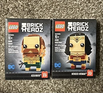 LEGO BRICKHEADZ Lote x2 Mujer Maravilla y Aquaman Liga de la Justicia 41599 41600 Foto 1 de 3