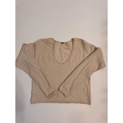 Suéter recortado de cachemir/seda Free People para mujer color tostado talla S manga larga Foto 1 de 4
