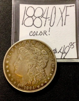 Dólar de plata O Morgan 1884 ¡XF! Color! Monedas ENN Foto 1 de 3