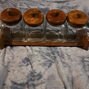 Vintage Anchor Hocking Canister Candy Cookie Jar Apothecary Set Of 4 Drug Store - Picture 1 of 12