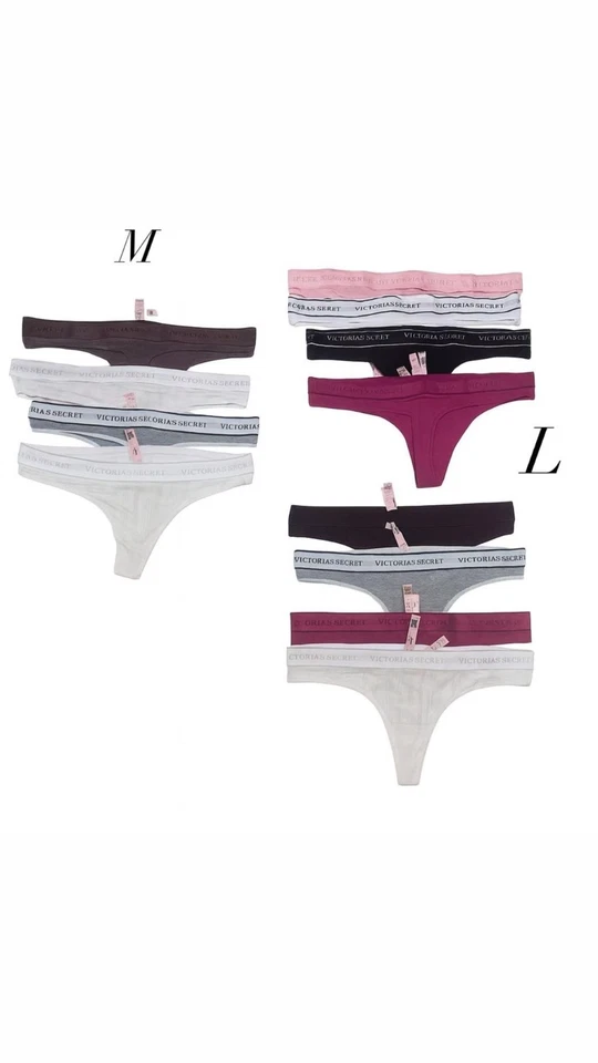 Victoria’s Secret Mujer Logo Tanga Panty | Rosa Blanco Borgoña Gris | M L Foto 1 de 4