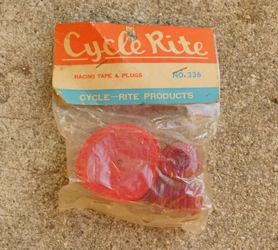 Vintage Handlebar Tape Bar End Plugs Red Ribbon 1970s Bike Cycle Rite Retro 70s - Image 1 of 3