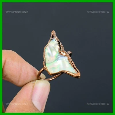 五角大楼鲍鱼壳石可堆叠电成型母亲戒指珠宝铜 — 第 1/4 张图片