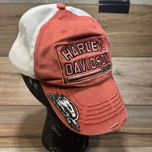 Harley Davidson Racing Screaming Eagle Mesh Orange Trucker Snapback Dad Hat Cap - Picture 1 of 6