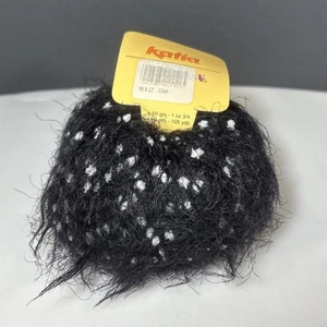 Katia Duende Yarn NOIR 1 Skein NEW Discontinued 1.75 ounces Black w/ White Dots - Picture 1 of 7