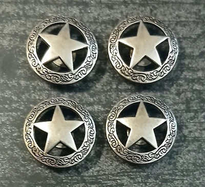 MARKENLOS 4er SET Concho Concha Texas Star Pferde Biker Indianer Western z. Schrauben 18mm