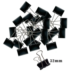 144 pcs - 32mm Black Foldback Metal Binder Paper Clamp Clips Stationery Office - Picture 1 of 6