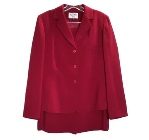 Kasper ASL 2-teilig rot gefüttert Kerbkragen Rock Anzug Größe 10 XLNT  - Bild 1 von 8