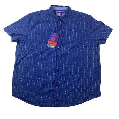 Camisa manga corta English Laundry para hombre XXL azul a lunares con botones Foto 1 de 4