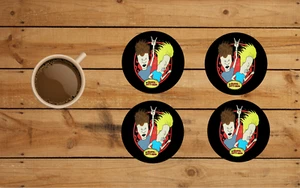 BEAVIS AND BUTTHEAD DESIGN ROUND COASTER SET OF 4 CUSTOM MADE 3.5" d2 - Imagen 1 de 2
