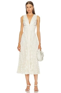 Zimmermann ‘Burnout Sunray Midi Dress’ Cream Size US 6 / AU 1 / Small / UK 10 - Picture 1 of 9