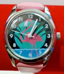 Vintage Pink Flamingo Trocadero Watch 1985 GOOD TIME San Francisco Manual Wind - Picture 1 of 8