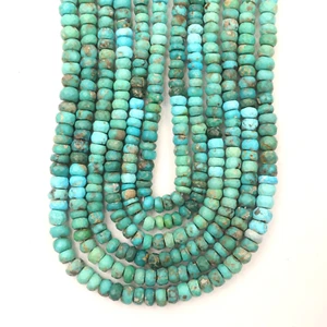 Natural AAA Turquoise 8 Inch Strand 6-7.5MM Beads Faceted Rondelle Shape Jewelry - Picture 1 of 6