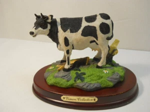 Cow Figurine Standing on grass on a Wood Base #631 - Picture 1 of 3