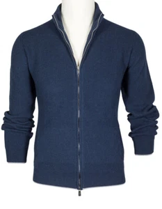 Fedeli Chaqueta de Punto en Azul Oscuro con Dos Bolsos De Cachemira - Imagen 1 de 8