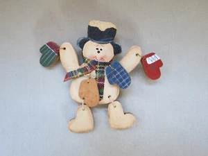 Wooden Primitive Snowman Brooch - Picture 1 of 2