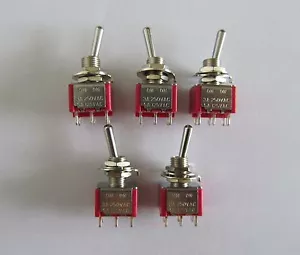 5x DPDT 2 Way ON ON Guitar Mini Toggle Switch SALECOM UL Car/Boat Switches - Picture 1 of 3