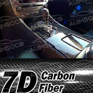 Auto Accessories 7D Glossy Carbon Fiber Vinyl Film Car Interior Wrap Stickers US