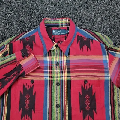 Винтажная мужская рубашка Polo Ralph Lauren с подбородочным ремешком Aztec Southwestern Beacon Serape - Изображение 1 из 4