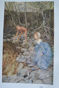 PLAYMATES WATERCOLOUR ARTHUR RACKHAM COLOUR LITHOGRAPHIC PRINT STUDIO 1905 - Picture 1 of 3