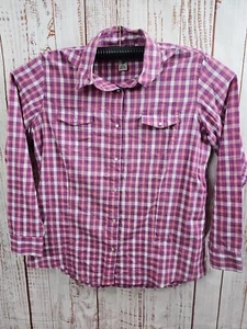 Wrancher Wrangler Shirt Women XL Pink Plaid Western Pearl Snap Button Up Cowgirl - Picture 1 of 13