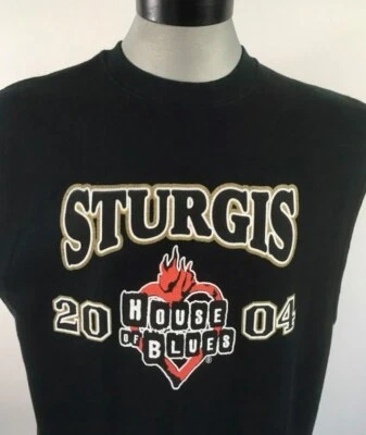 Sturgis HOUSE of BLUES 2004 Sleeveless Sweatshirt fleece top Biker Shirt vintage Foto 1 de 4
