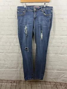 WAM What About Me Damenjeans Größe 16 W Medium Wash Distressed Tapered Western - Bild 1 von 9