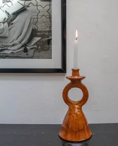 Moroccan Vintage Tamegroute Shaded Candlestick Holder Ceramic Candleholder - Picture 1 of 6