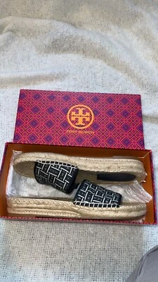 Tory Burch Cinta Alpargata Cinta Deslizable Espiga Perfecto Azul Marino/Marfil - 6.5 Foto 1 de 4