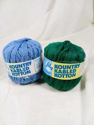 De Colección Lily Kountry Kabled Kottton Lote de 2 #28 Denim y #62 Esmeralda 50g NUEVO Foto 1 de 4