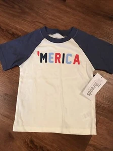 CHILD YOUTH ‘MERICA T-shirt Unisex Size 4 NWT 10 Threads USA Red White Blue - Picture 1 of 9