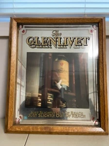 Espejo de bar vintage Glenlivet whisky escocés Shadowbox ligeramente fuera de alcance - Imagen 1 de 7