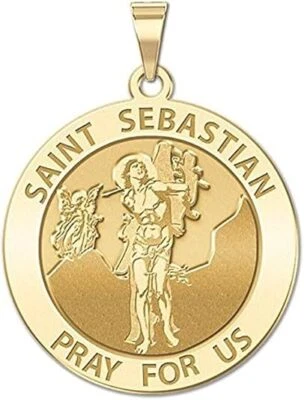 Saint Sebastian Religious Medal With Engraving - 3/4 Inch Size of a Nickel - Image 1 of 4