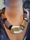 Mother Of Pearl Shell and Wood Necklace 