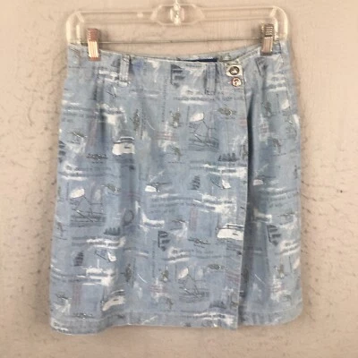 Винтажная женская юбка с оборками и тесаным узором из синей джинсовой ткани 10 для парусного спорта веревка прибрежная опрятная - Изображение 1 из 4