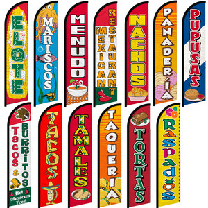 Mexican Food Full Curve Windless Advertising Flag Raspados Menudo Tamales 