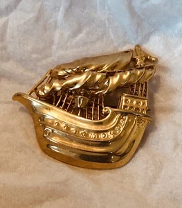 Spilla Pirata Nave Gioielli Tono Oro 2" - Foto 1 di 2