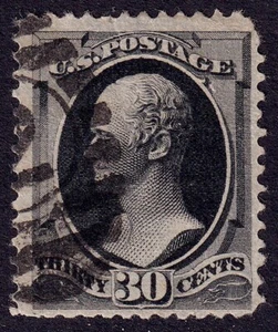 US Scott 190, 1879 Hamilton, 30c full black, gebraucht - Bild 1 von 1