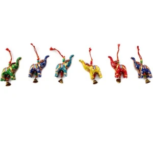Campana Elefante da Appendere Strato Set di 6 Ornamenti Decorativi da Appendere Casa Natale - Foto 1 di 6