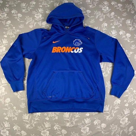 Boise State Broncos Nike Therma Fit Hoodie Size Large Blue Pullover Sweatshirt Cover
