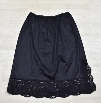 Vanity Fair años 50 negro nailon medio deslizamiento encaje ribete talla mediana de colección años 50 Foto 1 de 4