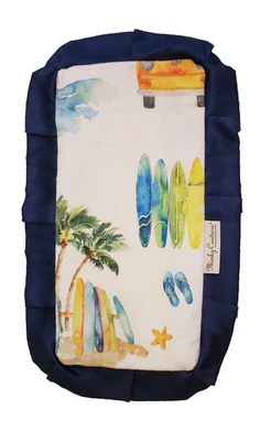 Minky Couture Baby милый одеяло пляж доска для серфинга пальмы дерево темно-синий отделка безопасности - Изображение 1 из 4