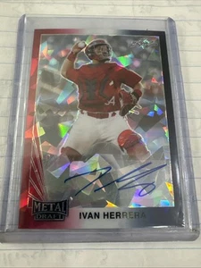 2020 Leaf Metal Draft Red White & Blue Crystals #1 /4 Ivan Herrera Auto - Picture 1 of 2
