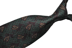 VINTAGE GIORGIO ARMANI Tie ITALY MADE 100% Silk Green/Burgundy Color L58 W3.9 - Foto 1 di 6
