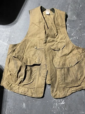 Filson Tin Cloth Hunting Vest Mens XL Brown Style 32 Waxed Cotton Utility USA - Image 1 of 4