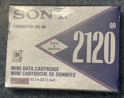 Two Pack-Sony QD-2120-QIC80-Mini 120MB Authentic Data Cartridge-NIP-Sealed 2120- - Image 1 of 4